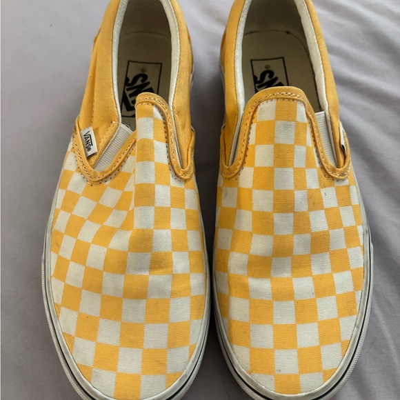 Yellow and White Checkered Sneakers - Picture 1 of 2